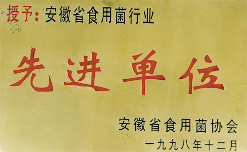 安徽省食用菌行业先进单位(1998)