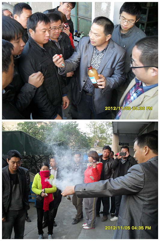 2012年11月上旬合肥立新食用菌培训学校学员在合肥立新食用菌培训学校听老师讲食用菌栽培技术——各种消毒药品、灭菌药品的应用